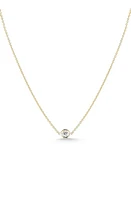 Roberto Coin Tiny Treasures Diamond Bezel Necklace in Yellow Gold at Nordstrom, Size 16