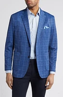 Johnston & Murphy XC Flex Windowpane Plaid Knit Sport Coat Blue at Nordstrom,