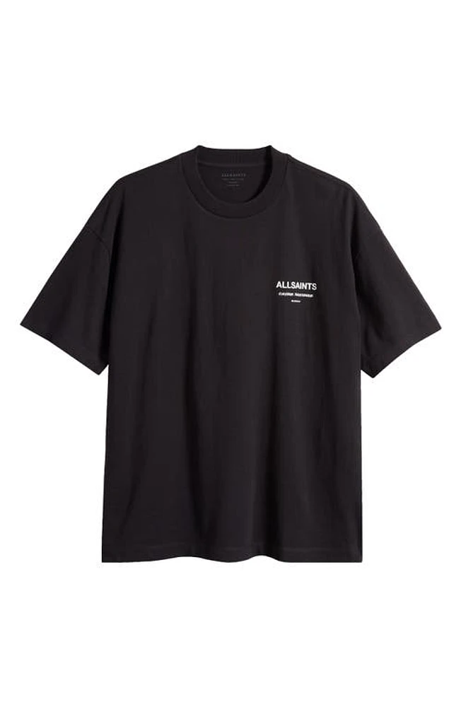 AllSaints Sanctum Cotton Graphic T-Shirt Jet Black at Nordstrom,