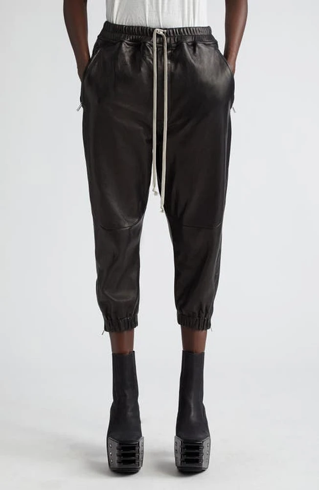 Rick Owens Crop Leather Joggers Black at Nordstrom, Us