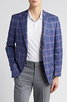 Peter Millar Tailored Fit Plaid Wool, Silk & Linen Blend Sport Coat Blue at Nordstrom,