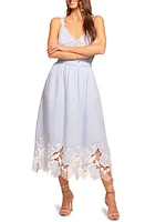 Ramy Brook Aubriella Lace Hem Linen Midi Sundress Chambray Embroidered Boho at Nordstrom,