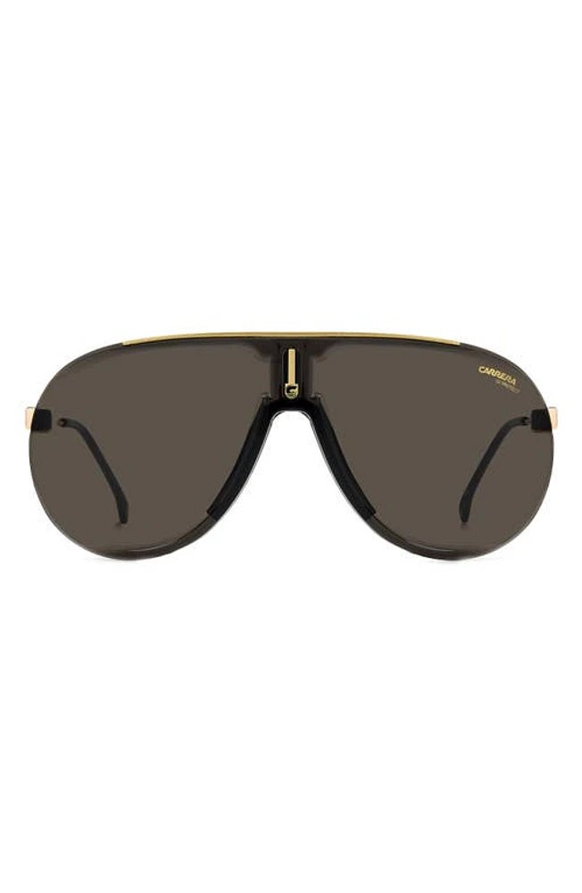 Carrera Eyewear Superchampion 99mm Aviator Sunglasses in Black Gold/Gray at Nordstrom