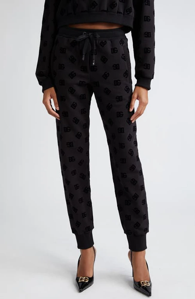 Dolce & Gabbana Flocked Logo Drawstring Waist Joggers in Variante Abbinata at Nordstrom, Size 10 Us