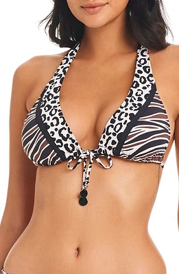 Rod Beattie Animal Instinct Print Triangle Bikini Top Pecan at Nordstrom,