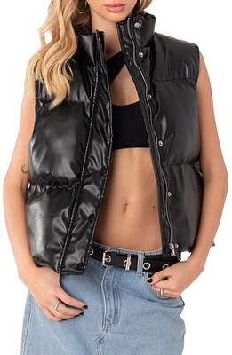 EDIKTED Kade Faux Leather Puffer Vest Black at Nordstrom,