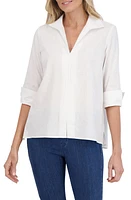 Foxcroft Agnes Linen Blend Top at Nordstrom,