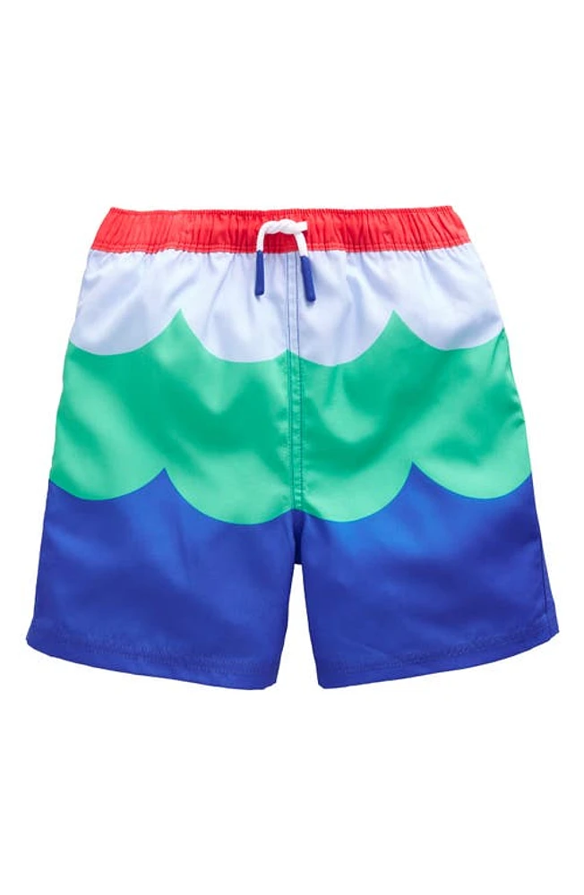 Mini Boden Kids' Print Swim Trunks Ice Cube Blue Wave at Nordstrom, Y