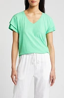 caslon(r) Flutter Sleeve Cotton & LinenTop at Nordstrom,