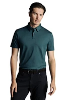 Charles Tyrwhitt Plain Short Sleeve Jersey Polo Teal Green at Nordstrom,