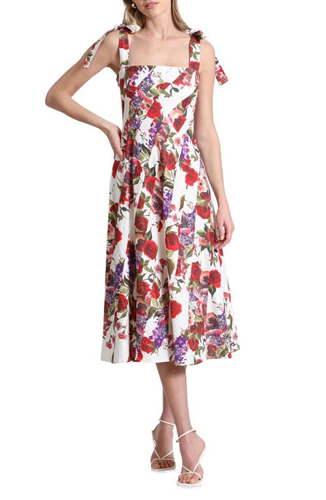 Avec Les Filles Linen Blend Fit & Flare Midi Dress Portofino Rose at Nordstrom,