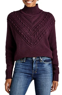 Splendid Maggie Mixed Stitch Mock Neck Sweater Deep Plum at Nordstrom,