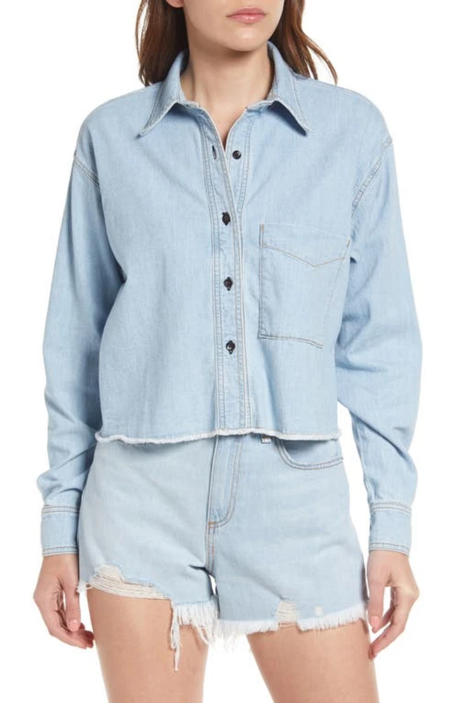 ASKK NY Fray Crop Denim Shirt Vintage at Nordstrom,