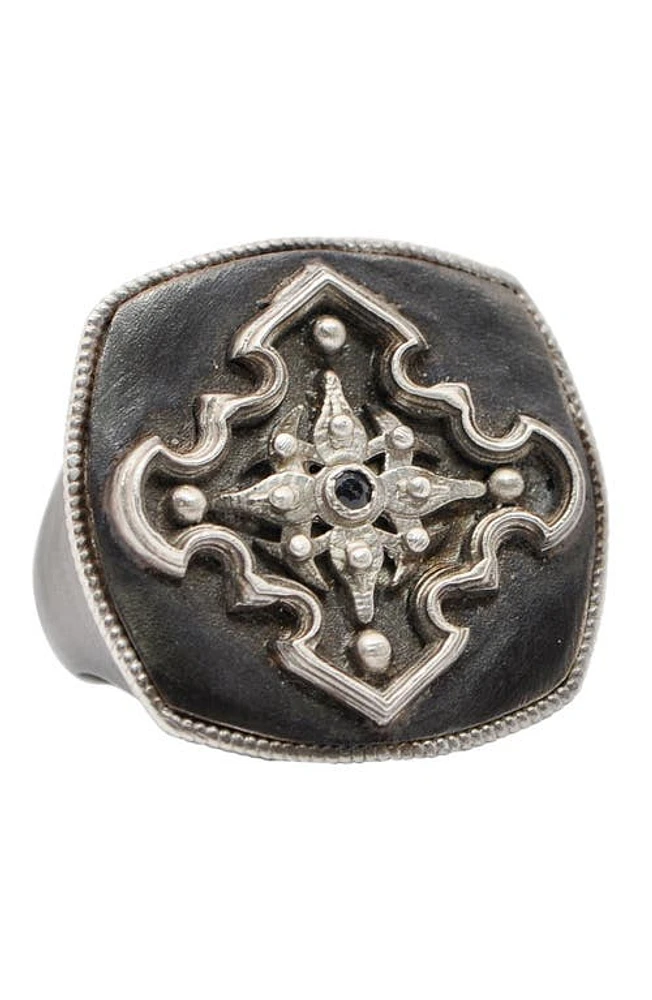 Armenta Men's Romero Cross Signet Ring in Silver at Nordstrom, Size 11.5