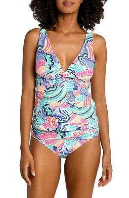 La Blanca Waves Twist Front Tankini Top in Multi at Nordstrom, Size 4