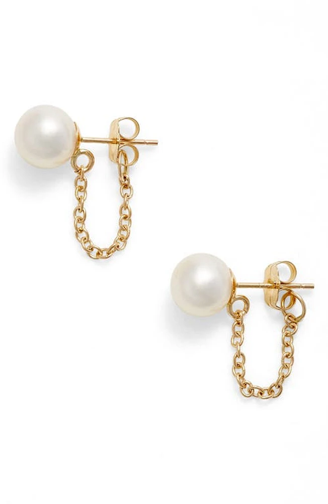 Poppy Finch Pearl Ear Chains in Yellow Gold/White Pearl at Nordstrom