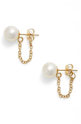 Poppy Finch Pearl Ear Chains in Yellow Gold/White Pearl at Nordstrom