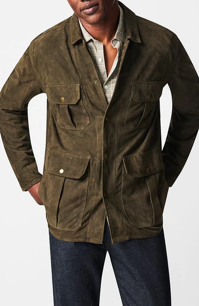 Billy Reid Safari Suede Utility Jacket Dark Moss at Nordstrom,