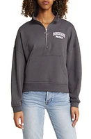 Vinyl Icons Embroidered Bordeaux Half Zip Pullover Washed Black at Nordstrom,