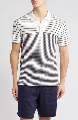 ATM Anthony Thomas Melillo Stripe Slub Jersey Polo Chalk /Ink at Nordstrom,