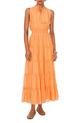 1.STATE Sleeveless Tiered Midi Dress Papaya Orange at Nordstrom,