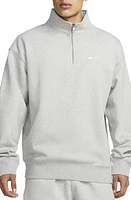 Nike Solo Swoosh Oversize Quarter Zip Sweatshirt Dark Grey Heather/White at Nordstrom,