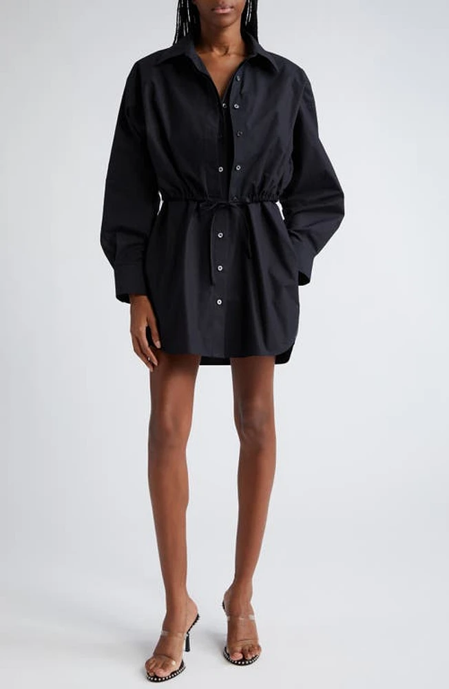 Alexander Wang Layered Long Sleeve Mini Shirtdress in Black at Nordstrom, Size Large