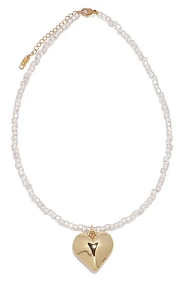 Petit Moments Veronica Beaded Heart Pendant Necklace in Gold at Nordstrom