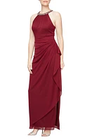 Alex Evenings Embellished Halter Ruched Column Formal Gown at Nordstrom,