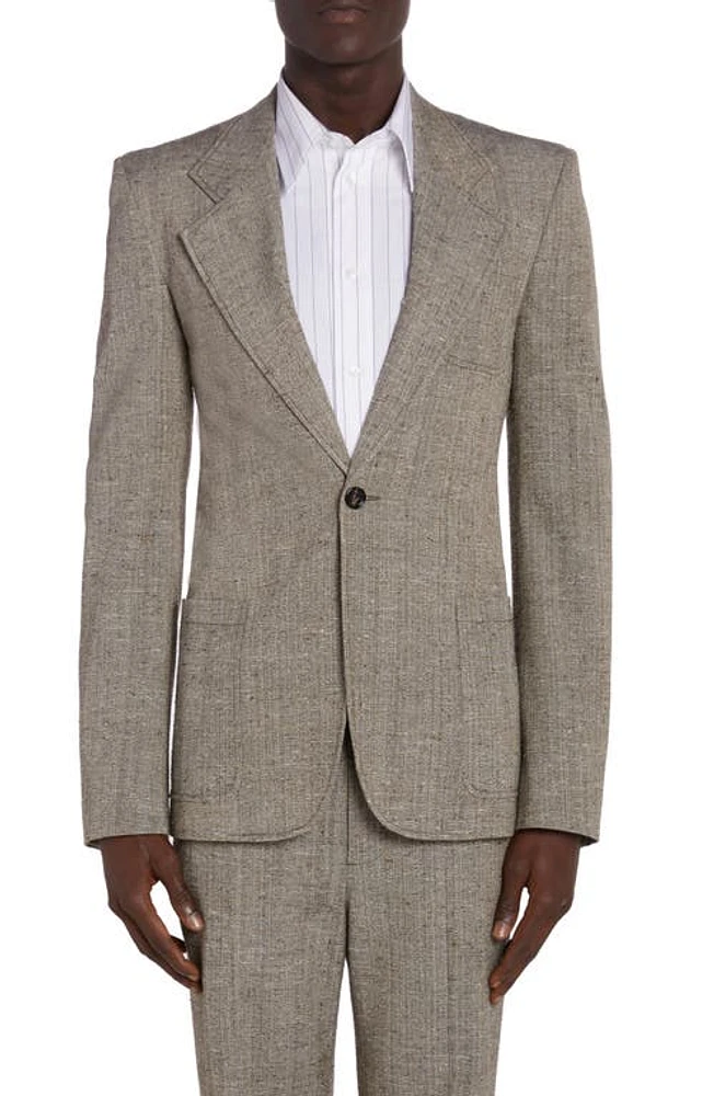 Bottega Veneta Knotted Melange One-Button Suit Jacket 2515 Brown/White/Blue at Nordstrom, Us