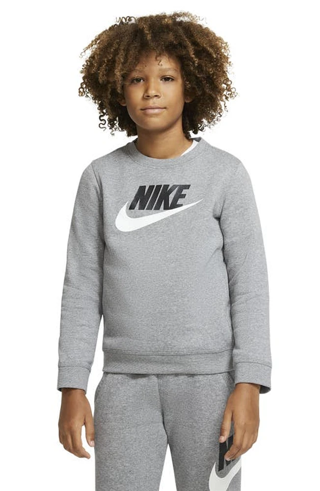 Nike Kids' Sportswear Logo Graphic Fleece Sweatshirt in Carbon Heather at Nordstrom