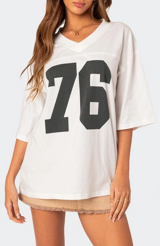 EDIKTED 76 Oversize Graphic T-Shirt White at Nordstrom,