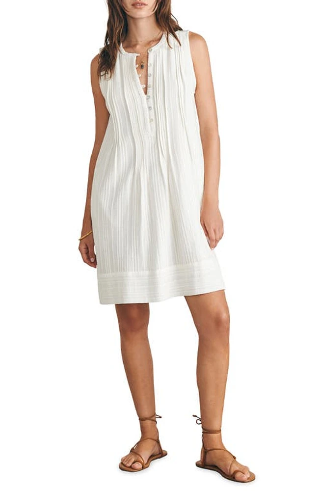 Faherty Isha Pintuck Organic Cotton Shift Dress White at Nordstrom,