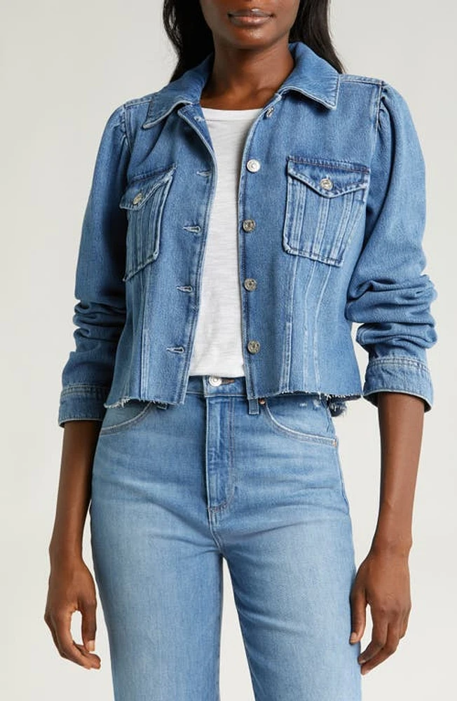 PAIGE Pacey Raw Hem Crop Denim Jacket Selah at Nordstrom,