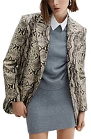 MANGO Kourtney Faux Snakeskin Blazer White at Nordstrom,