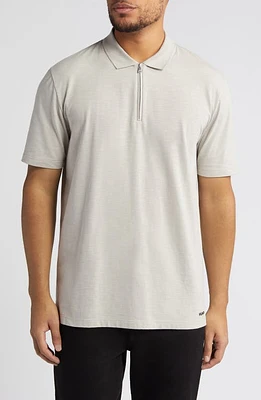 HUGO Dekok Zip Polo Light Grey at Nordstrom,