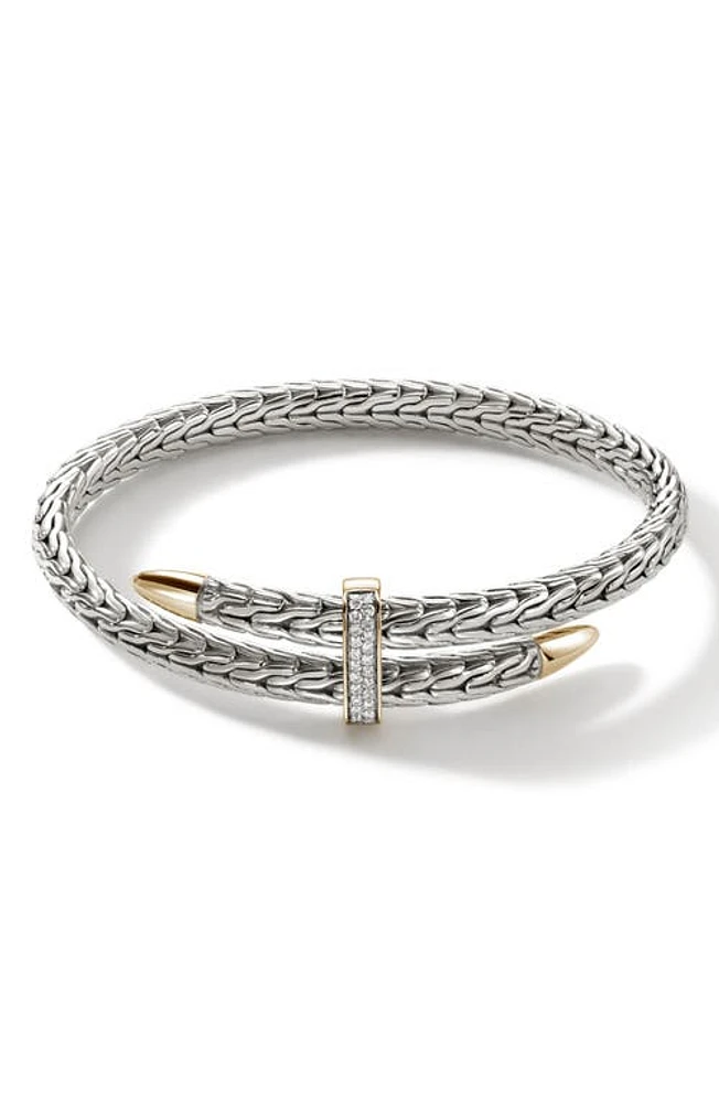 John Hardy Spear Pavé Diamond Flex Bracelet in Silver And Gold at Nordstrom