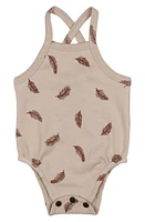 L'Ovedbaby Crisscross Organic Cotton Bodysuit in Oatmeal Feather at Nordstrom, Size 18-24M