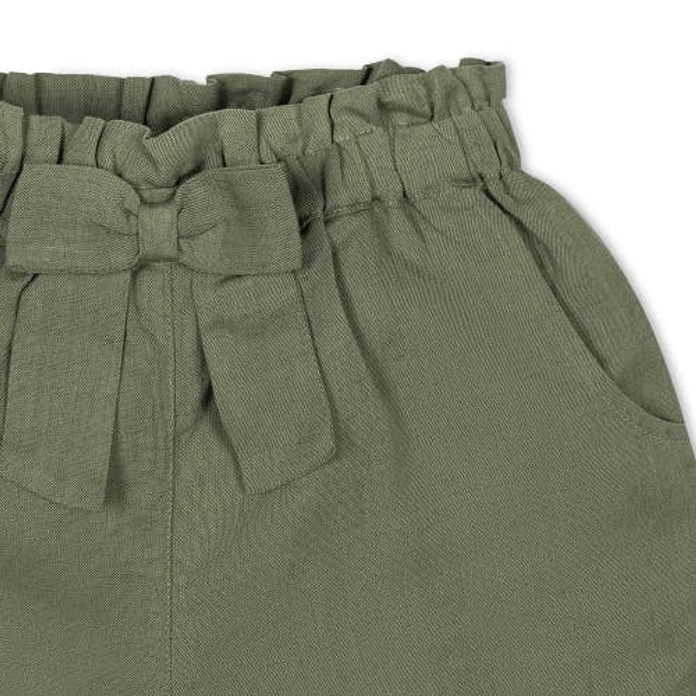 Hope & Henry Girls' Pull-On Cinched Waist Linen Short, Infant in Olive Light Linen at Nordstrom