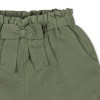 Hope & Henry Girls' Pull-On Cinched Waist Linen Short, Infant in Olive Light Linen at Nordstrom