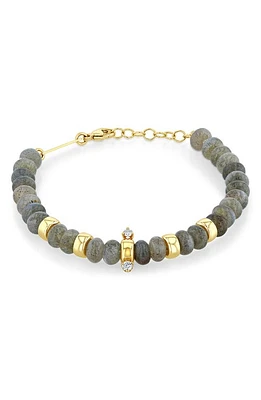 Zoë Chicco Labradorite & Diamond Beaded Bracelet in 14Kyg at Nordstrom, Size 7