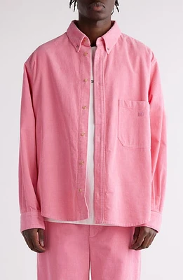 Acne Studios Cotton Corduroy Button-Down Shirt Tango Pink at Nordstrom,