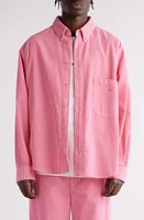 Acne Studios Cotton Corduroy Button-Down Shirt Tango Pink at Nordstrom,