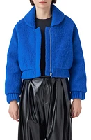 Grey Lab Felted Wool Blend Bomber Jacket Blue at Nordstrom,