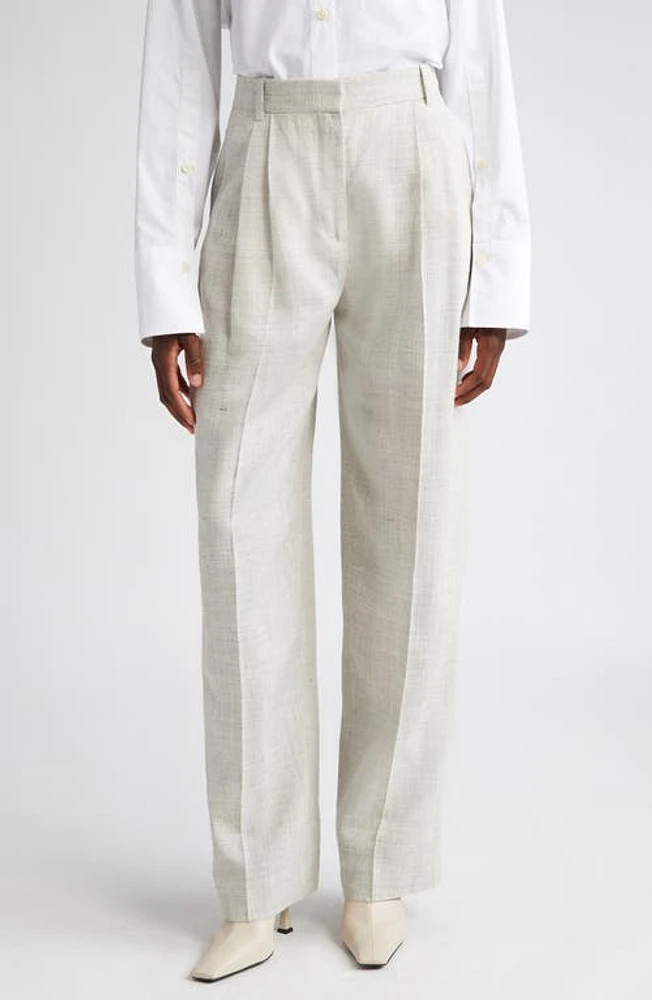 Róhe Pleated Wide Leg Pants Stone Melange at Nordstrom, Us