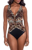 Miraclesuit Tigress Charmer One-Piece Swimsuit Black Multi at Nordstrom,