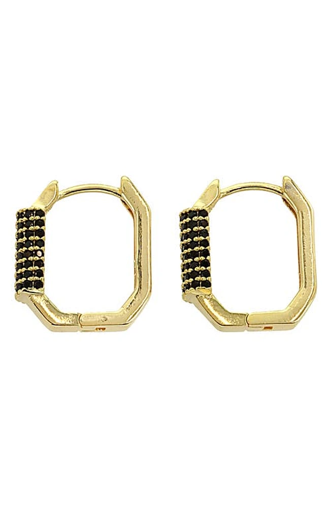 Panacea Crystal Pavé Geometric Hoop Earrings in Black at Nordstrom