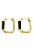 Panacea Crystal Pavé Geometric Hoop Earrings in Black at Nordstrom