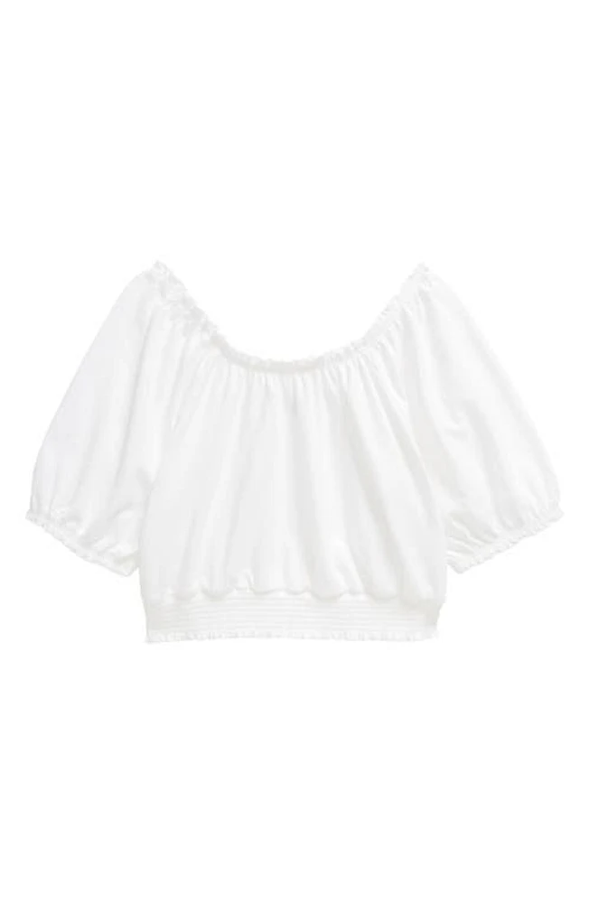 Mini Boden Kids' Cotton Bubble Top White at Nordstrom,