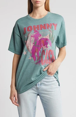 Merch Traffic Johnny Cash Oversize Boyfriend T-Shirt Green at Nordstrom,